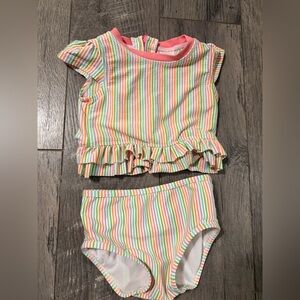 Ruffle Butts Pastel Stripe Ruffle Bikini Set in Pink, Mint, Peach, Yellow